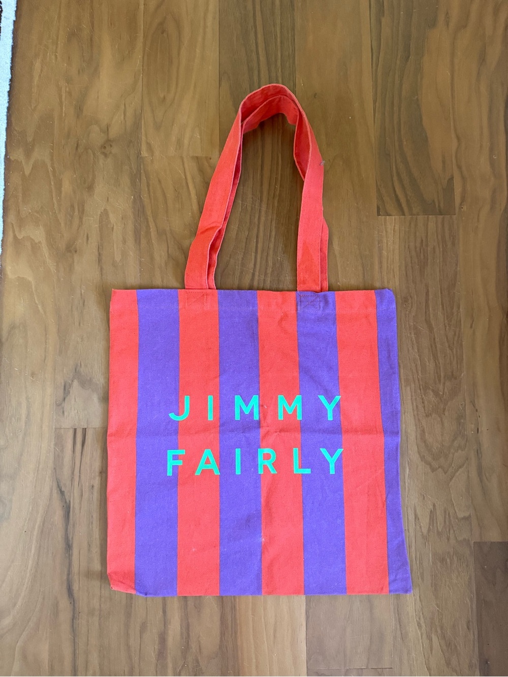 Jimmy Fairly Red & Purple Striped Canvas Tote Bag